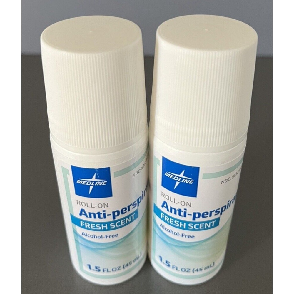 2 Medline Roll‎ On Anti-Perspirant Fresh Scent Alcohol Free 1.5 FL OZ Exp 01/27